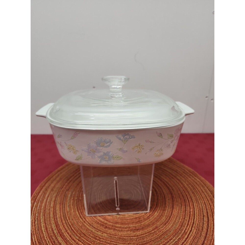 VTG CorningWare Pastel Bouquet 2 Lt Casserole Dish W Lid A-2-B 1980s Cottagecore